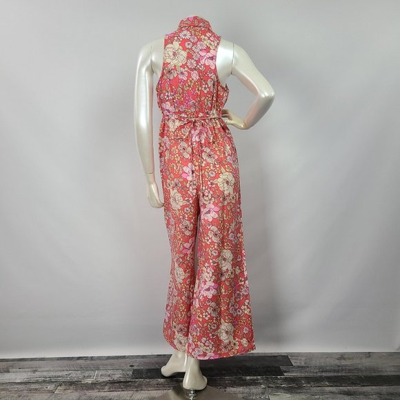 B.O.G Collection Pink Floral Wide Leg Sleeveless Jumpsuit Size M - Picture 9 of 16